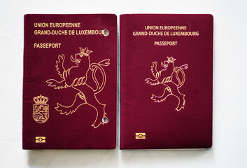 two passports of Grand Duchy of Luxembourg on the Luxembourg- expired and not 