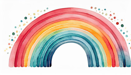 Cute hand painted watercolor rainbow. Illustration isolated on white background. Childish art.