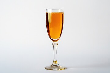 Elegant champagne glass filled with amber liquid