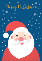 Greeting card with Santa Claus. Card with Santa and snowflakes.