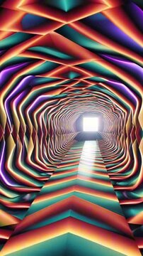 vertical 9:16 geometric rainbow tunnel illusion