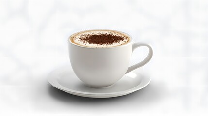 Fototapeta premium Cappuccino in ceramic cup with handle isolated on trasparant background
