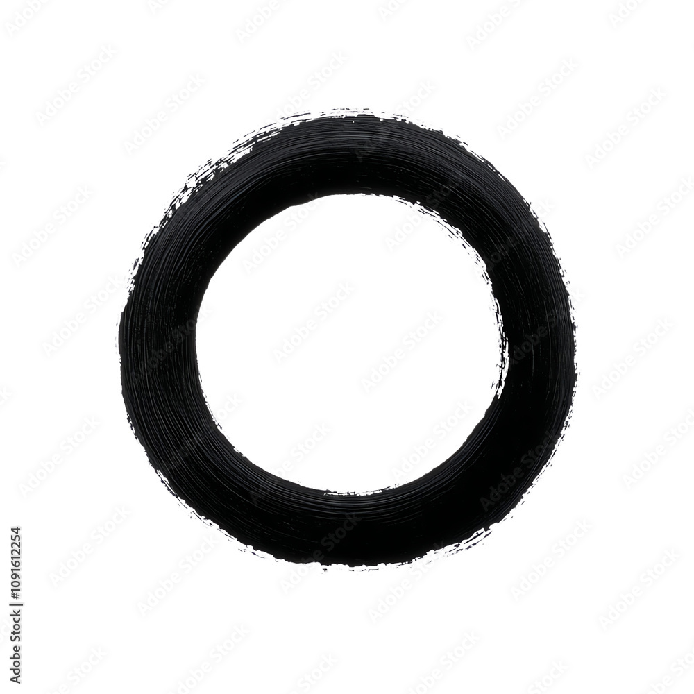 Aufkleber a minimalistic black brushstroke in a circular shape, ideal for artistic and design projects. transp
