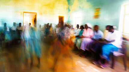 Motion Blur Waiting Room: Medical Mission, Pastel Colors, Africa