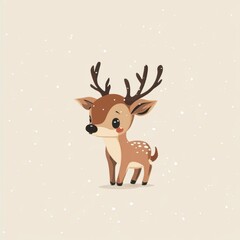 Cute reindeer for Christmas holiday greeting card design.