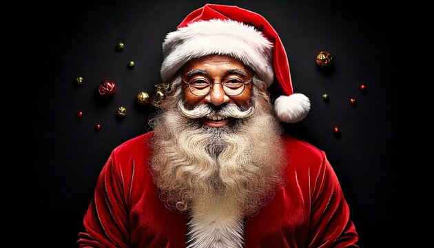 Papai Noel negro, um homem de cabelos e barba brancos, com um traje vermelho, sempre cheio de alegria. Ele &eacute; um s&iacute;mbolo de bondade e da magia do Natal.
