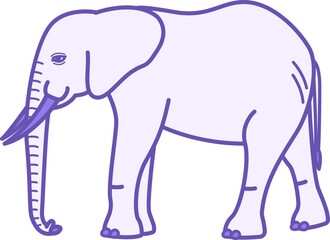 Fototapeta premium Elephant Color Icon. Vector Illustration. Mammal. Elephant With Big Ears, Trunk And Tusks. Animal Concept