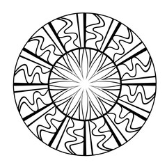 Round frame with geometric pattern for making stamps and patterns