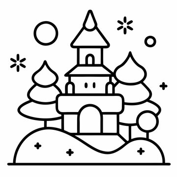 recommend clip art: Winter wonderland outline vector illustration 