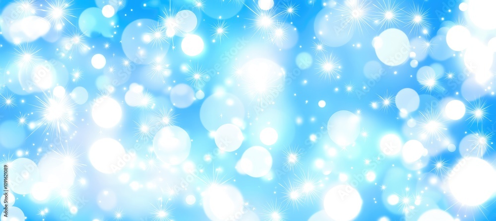 Poster soft clusters of light float effortlessly in a serene blue expanse, radiating warmth and magic. this