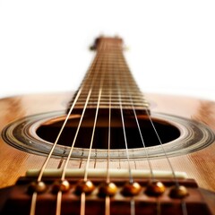 Obraz premium Closeup of a six string acoustic guitar lying down with shallow depth of field