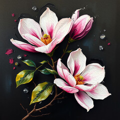 Magnolia flowers.  Pattern for printing on wall decorations, covers, leaflets