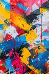 Fototapeta premium Vibrant abstract geometric artwork with bold colors and dynamic patterns