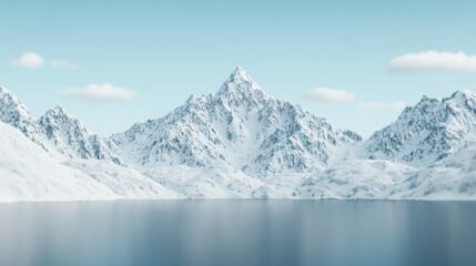 Obraz premium Serene Alpine Lake Majestic Snow Capped Mountains Landscape