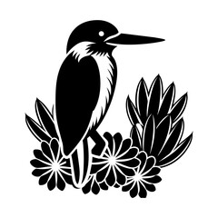 A kingfisher with cactus silhouette art 