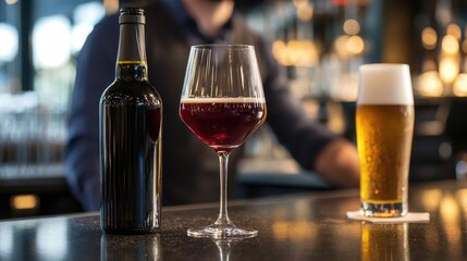 Evening drinks celebration modern bar beverage photography lively atmosphere close-up view social gathering concept