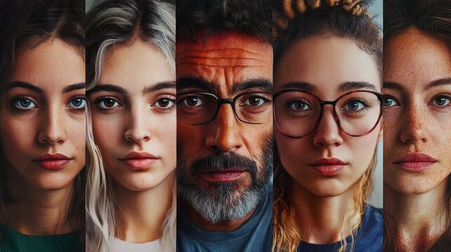 Collage of portraits of an ethnically diverse and mixed age group