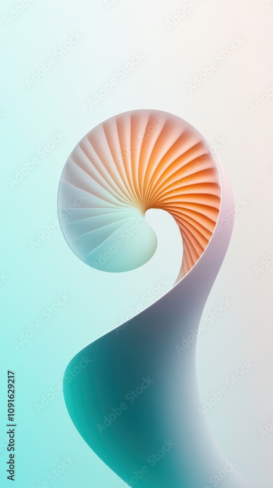 Poster abstract spiral with gradient colors and smooth curves in minimalist design
