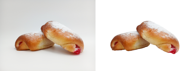 Bun with pink marmalade filling. Cake with sugar icing. Close up. Ruddy dough with a crispy crust. Just add text or logo. The theme of cooking, bakery, market, advertising of home baking.