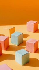 Colorful Wooden Blocks on a Yellow Background