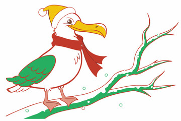 Funny Christmas Starry-Eyed Stork in White | Whimsical Holiday Art