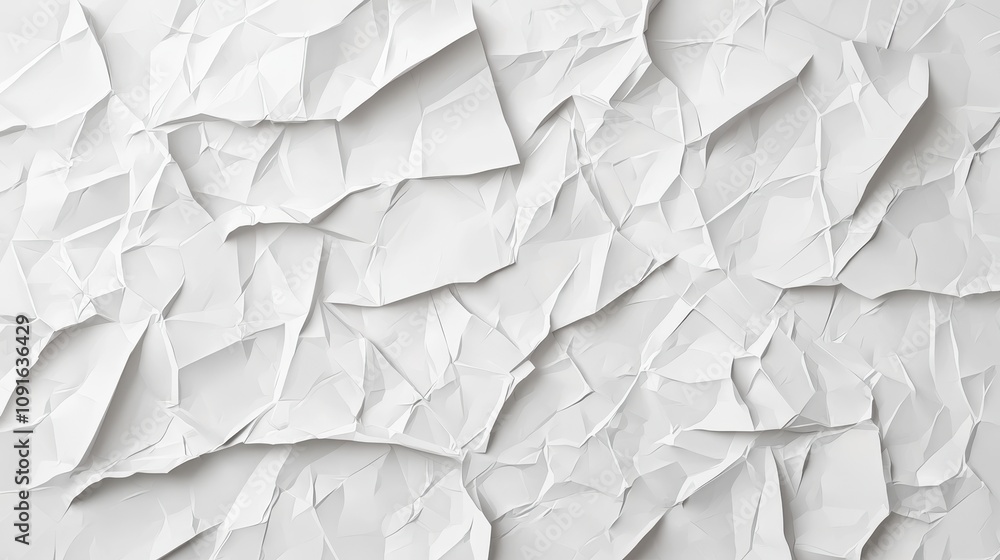 Poster crumpled white paper texture background abstract 3d render