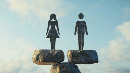 Inequality or equality symbols of man and woman.