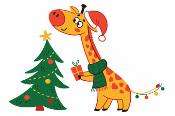 Funny Christmas Starry-Eyed Stork in White | Whimsical Holiday Art