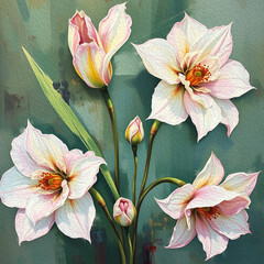 Botanical pattern for printing on wall decorations, covers. Artistic brush strokes.