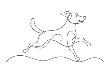 Minimalist Continuous Line Drawing of a Dog in Motion, Elegant Vector Illustration for Modern Art and Design Projects