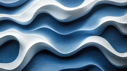 Fototapeta premium Abstract waves in blue and white create a fluid, dynamic texture.