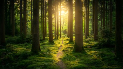 Obraz premium sunbeams in a forest