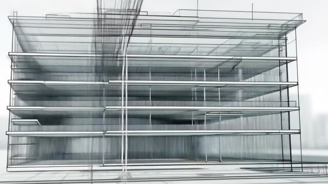 A 3D model of a modern office building, showcasing the efficiency of BIM for construction planning and visualization, Building information modeling (BIM) for streamlined project management