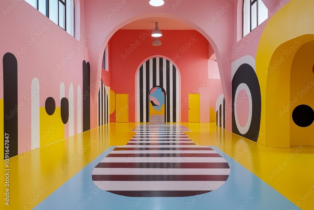 Poster a futuristic african art studio with holographic canvases displaying bold tribal patterns and ai-ass