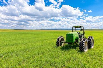 A high-tech smart farming system with automated irrigation sprinklers in action