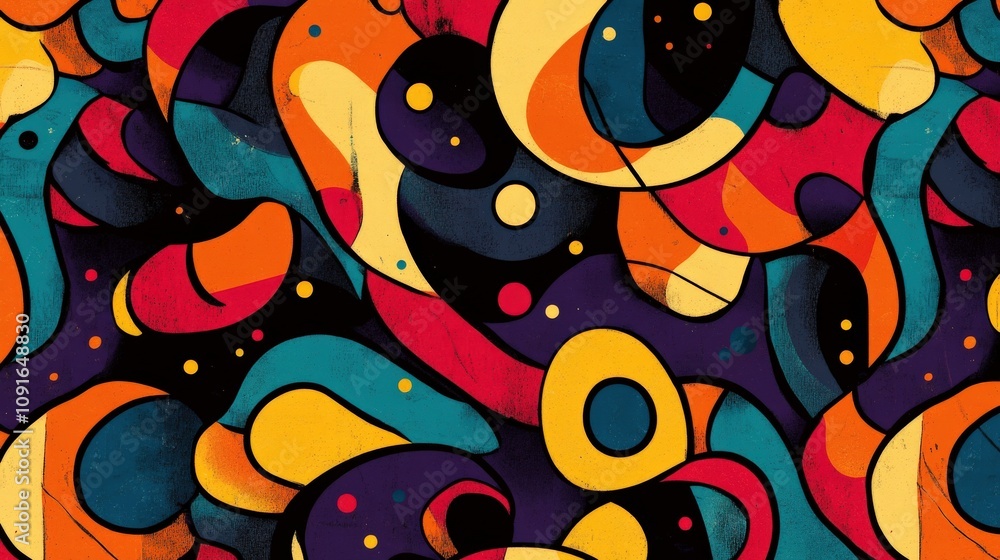 Poster abstract colorful pattern with swirls and circles