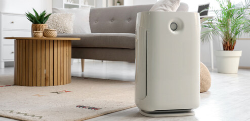 Air humidifier on floor in living room