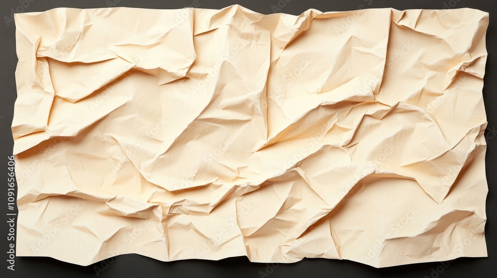 Poster crumpled beige paper texture background abstract design element