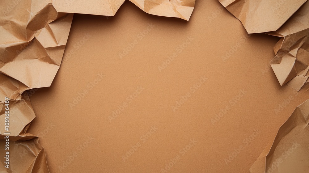 Poster crumpled brown paper texture background abstract design element