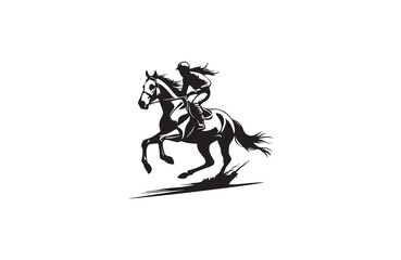 First Running horse silhouette vector outline art illustration logo design