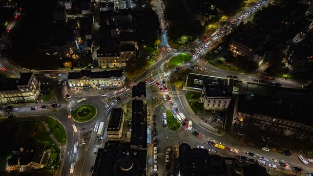 Timelapse hyperlapse of nighttime traffic on Cheltenham roads