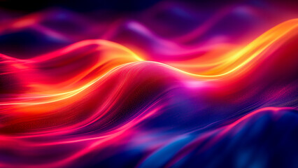 A futuristic neon abstract with glowing streaks of vivid colors on a dark background, exuding sharp details and modern energy.