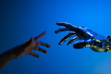 Child hand meets robotic hand
