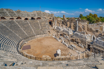 Ancient theatre in Side, Antalya, Turkey.