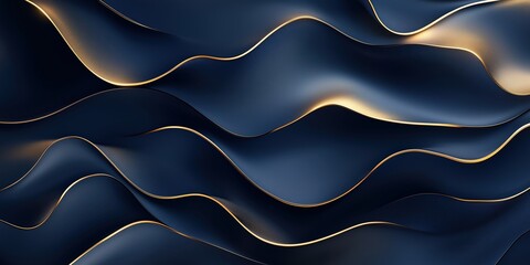 Obraz premium Abstract waves with golden highlights on a dark background