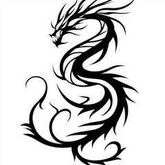 Obraz premium Black and white tattoo stencil designs, showcasing Symmetrical and bold lines with clean, sharp details ideal for stencil application. Include a variety of styles: large chest pieces, arm bands