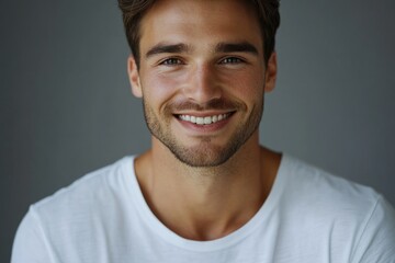 close up portrait of young smiling handsome guy