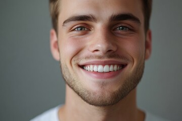 Fototapeta premium close up portrait of young smiling handsome guy