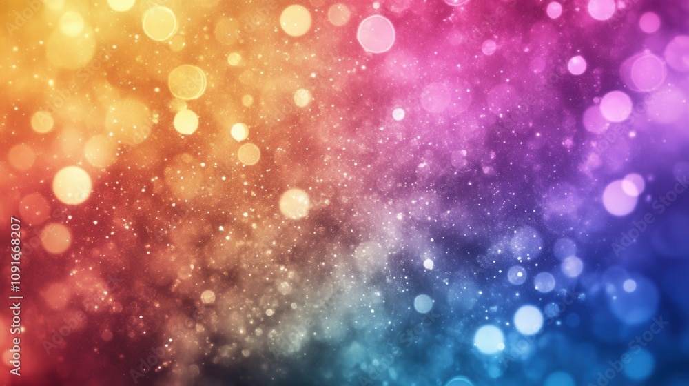 Poster abstract blurred background with multicolored bokeh and glitter