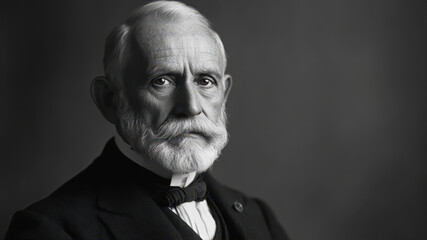 Obraz premium Portrait of a Distinguished Gentleman Exuding Timeless Elegance in Black and White